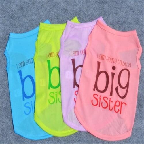 Cute Summer Pet Clothing 4 Colors Big Sister Cool Small Dog Vest Kong Dog Accessories Yorkshire Terrier Clothes Sphinx Cat Vest