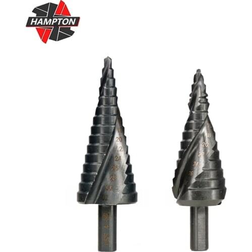 Hampton 1pc HSS 4-12/20/32mm The Pagoda Shape Hole Cutter 6-30mm Spiral Cobalt Coated Step Cone Drill Bit For Wood Power Tools