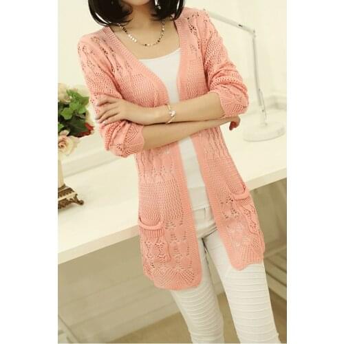 Thin Knitted Casual Female Cardigan Office Style Jacket For Women