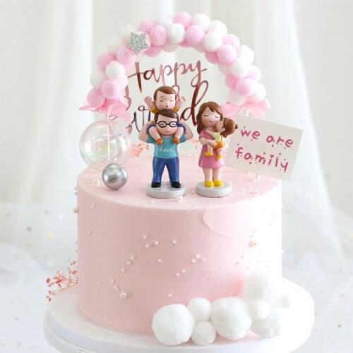 Cake Decoration For Happy Fathers Mothers Day Cake Toppers Dad Mon Birthday Cake Dessert Party Whole Family Figure Toy Doll