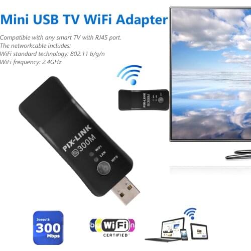 USB TV WiFi Dongle Adapter 300Mbps Universal Wireless Receiver RJ45 WPS for Samsung LG Sony Smart TV Dropshipping