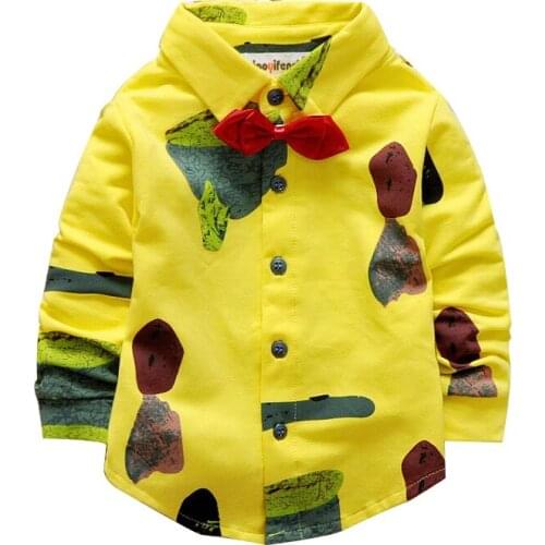 2016 Spring and Autumn cotton long-sleeved lapel high quality printing children shirt 0-3 baby boy / girls kids top chothes