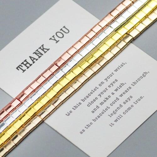 WLYeeS Two holes 5x5mm Gold Silverr Hematite Beads Plating Flat Round Spacer Loose beads for Jewelry Bracelet Making DIY 15" 75p