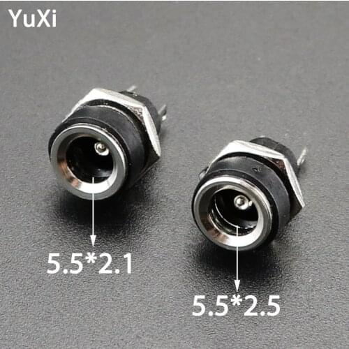 YuXi 10pcs/Lot 3A 12v DC Power Supply Jack Socket Female Panel Mount Connector 5.5*2.1mm 5.5*2.5mm Plug Adapter Terminal