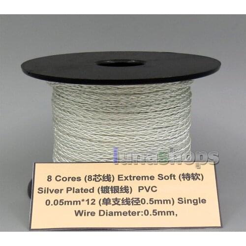 1m 8 Cores PVC Extreme Soft Silver Signal Earphone Headphone Cable Wire 0.05mm*12 LN005633