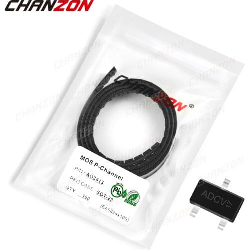 100pcs AO3413 SOT-23 P-Channel SMD Mosfet Bipolar Junction Transistor BJT SIC Mos Fets Triode Tube SMT Integrated Circuits