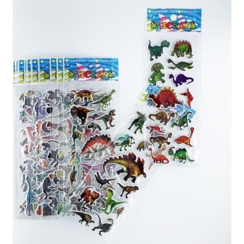 12 Sheets/Set Bubble Sticker 3D Dinosaurs Classic Toys Scrapbook For Kids Gift Reward Notebook Stickers