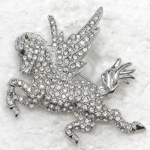 12pcs/lot Wholesale Fashion Brooch Rhinestone Angel horse Pin brooches jewelry gift C101563