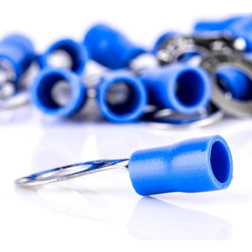 20pcs Insulated Crimp Ring Terminal Blue 14-16 AWG RV 2-6 Electrical Wire Connectors Terminals