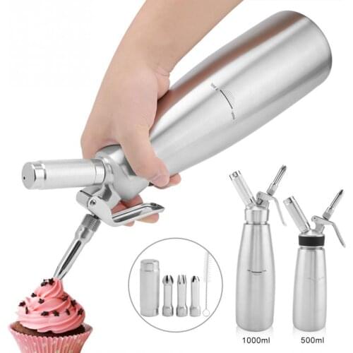 500ml/1000ml Stainless Steel Whipped Cream Dispenser Cream Whipper with 7 Three-piece Sets Nozzle