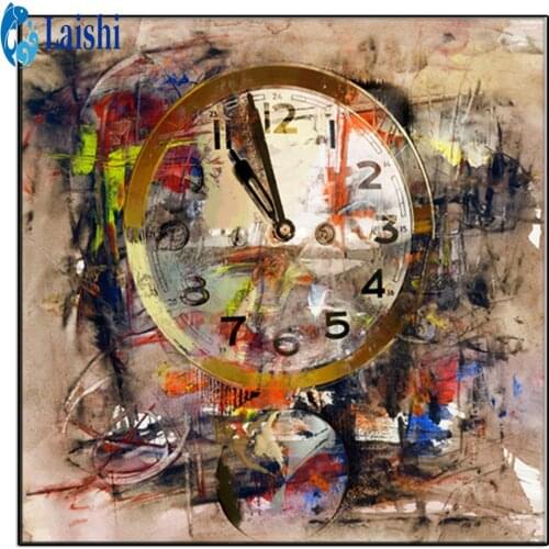 5D Diamond Painting Abstract doodle clock art Diamond Embroidery Cross Stitch Kit Mosaic Picture Gift Bedroom home Decoration