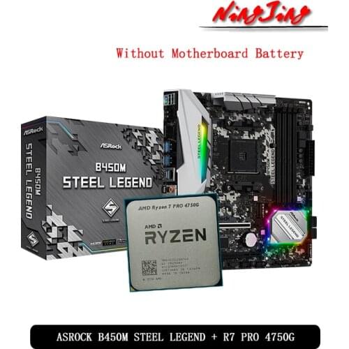 AMD Ryzen 7 4750G R7 4750G CPU + ASROCK B450M STEEL LEGEND Motherboard Suit Socket AM4 All new but without cooler