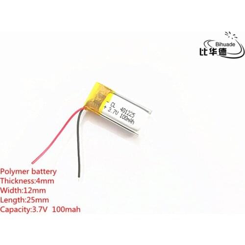 Free shipping 3.7V 100mAh 401225 Lithium Polymer LiPo Rechargeable Battery li ion For Mp3 PAD