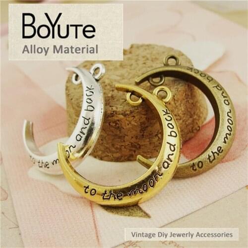 BoYuTe (40 Pieces/Lot) 27*34MM 3 Colors Metal Zinc Alloy Moon Charms for Diy Jewelry Moon Pendant Charms Making Wholesale