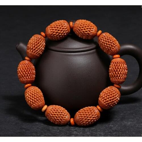 Natural Old Material Olive-core Pass-By-Core Glyphs Play Pure Hand-Carved Olive Hu Carved Bracelets For Men And Women