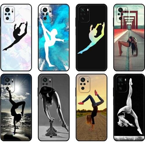 Black tpu Case For Xiaomi Redmi 9T Case Redmi Note 9T Note 10 Pro Case gymnastics silhouette