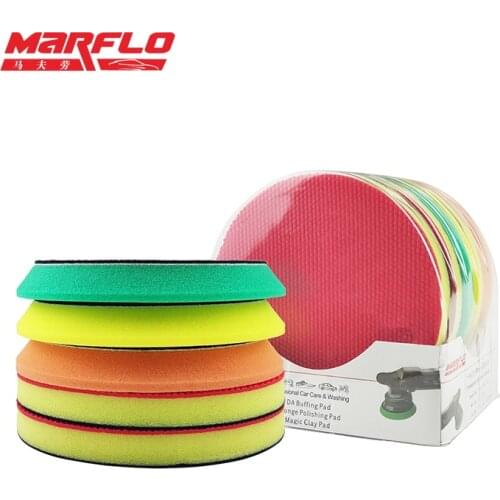 Car Polishing Disc 5Pcs/Set Magic Clay Pad 6In Beveled Heavy Cutting Sponge Buffing Waxing Pads With Hook&Loop
