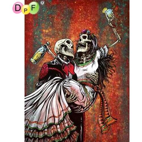 DPF 5D DIY diamond painting cross stitch skull woman diamond painting round diamond painting embroidery mosaic decoration gift
