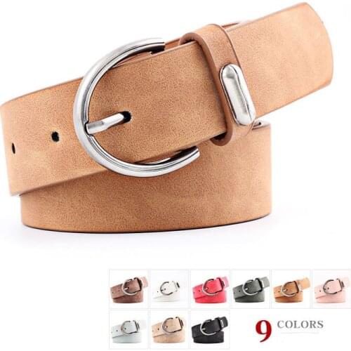 Elegant Women Belt High Quality Scrub Fine Imitation Leather Alloy Pin Buckle Belt Business Affairs Women Casual Belt As696