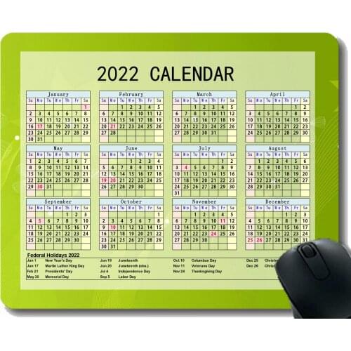 Gaming Mouse Pad 2022 Year Calendar with Holiday,Light Glare Smudges Bright Personalized Mouse Pad