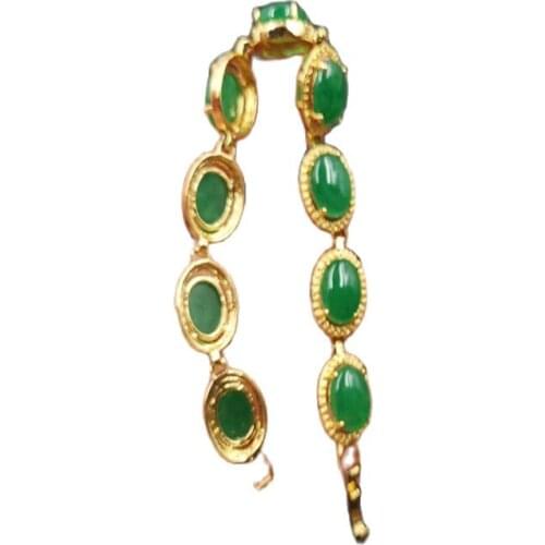 China 925 color silver inlaid with Malay Jade Bracelet