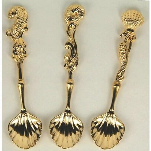 Retro Ocean series coffee spoon ice cream dessert spoons milk tea stirring stainless steel Grapefruit Iced Cream