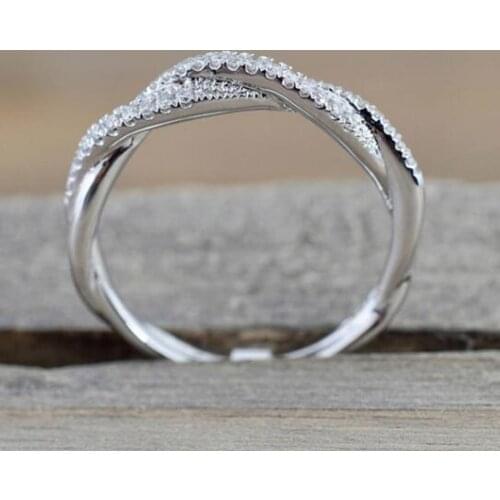 Pattern Twisted Rope Hemp Flowers Ring Gold Silver Color Micro Cubic Zirconia Tail Ring Fashion Womens Jewelry