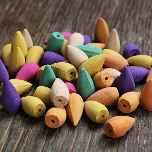50Pcs Backflow Incense Cone Smoke Tower Natural Reflux Sandalwood Air Fresheners Incense Burner Incense Cone Mixed-Color
