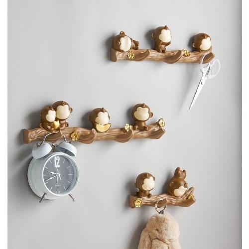 Creative Nordic Decoration Simple Monkey Animal Hook Wall Pendant Wall Hanger Home Storage Decorative Hook Bathroom Accessories