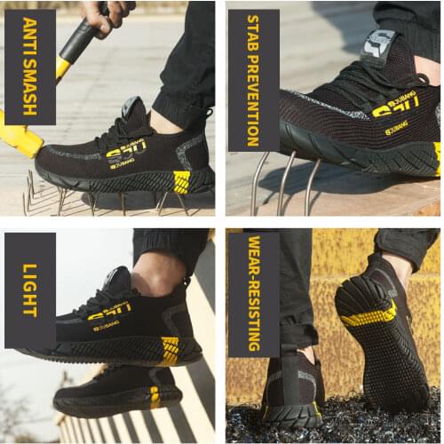 ALCUBIEREE Men Women Steel Toe Safety Shoes Lightweight Indestructible Work Shoes Indestructible Breathable Sneakers