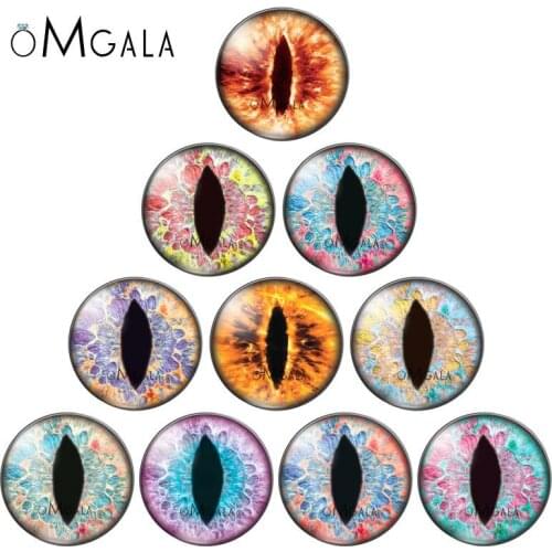 10pcs round 12/14/16/20/25mm Glass Dragon Cat Eyes Cabochons Dome Flat back Cameo for Necklace Pendant Jewelry Making Accessory