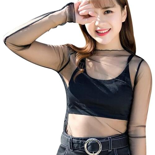 Fashion Women’s Casual Tshirt Mesh O-neck Long Sleeve Solid Colorloose Ladies Tops Shirts Ropa Mujer Verano 2021 #W5