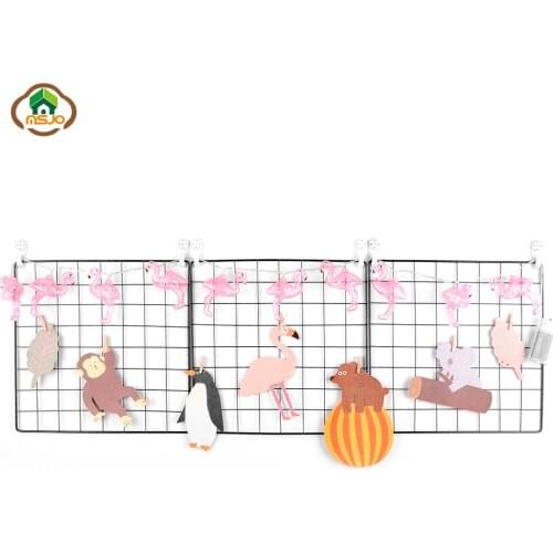 Msjo Storage Shelf Wall INS Iron Metal Mesh Storage Rack DIY Photos Home Wall Mounted Type Decorative Hanging Organizer