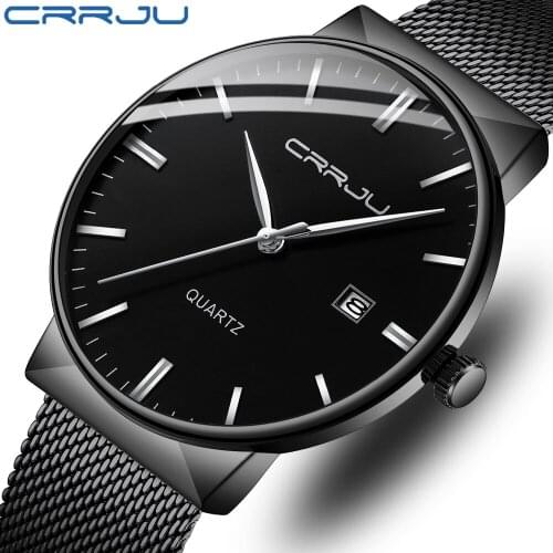 CRRJU New Men’s Watches Top Luxury Brand Analog Watch Men Stainless Steel Waterproof Quartz Wristwatch Date Relogio Masculino