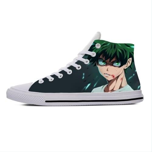 Anime Manga My Hero Academia Midoriya Izuku Deku Casual Cloth Shoes High Top Lightweight Breathable 3D Print Men Women Sneakers