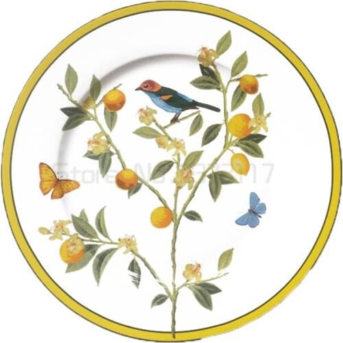 Dishes and plates sets inch yellow loquat and bird ceramic dinner plate
