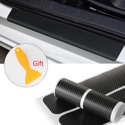 Car Sticker Door Sill Protector Car Carbon Fiber Door Plate Scuff Auto Accessories Car Door Step Scratch Cove Styling