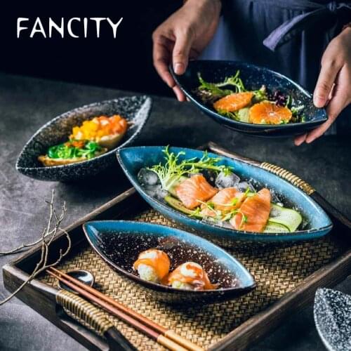 FANCITY Irregular ceramic dish Japanese creative deep plate soup plate Creative restaurant plate set table snack dessert fruit p