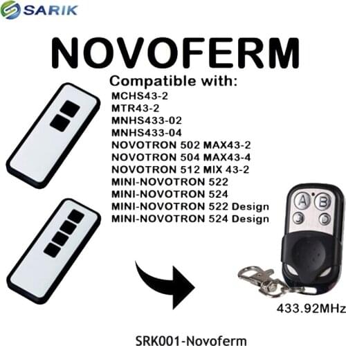 New Novoferm Mini-Novotron 522, 524 Compatible Remote Control 433.92MHz gate control Novoferm rolling code garage door opener