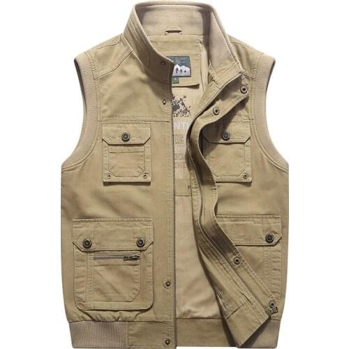Plus Size 8XL Autumn Military Vest Men Casual Cotton Stand Collar Sleeveless Jacket Men Multi-pockets Tactical Vest Gilet Homme