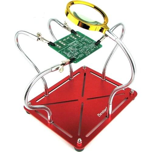 Magnetic PCB Board Fixed Clip Flexible Arm Soldering Third Hand Magnifier Glass Soldering Iron Welding Holder Repair Tools