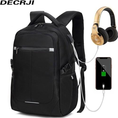 DECRJI 15.6 Inch Laptop Backpack Men Women USB Waterproof Anti Theft Mens Backpacks Bag Oxford Rucksack Male School Bags Travel