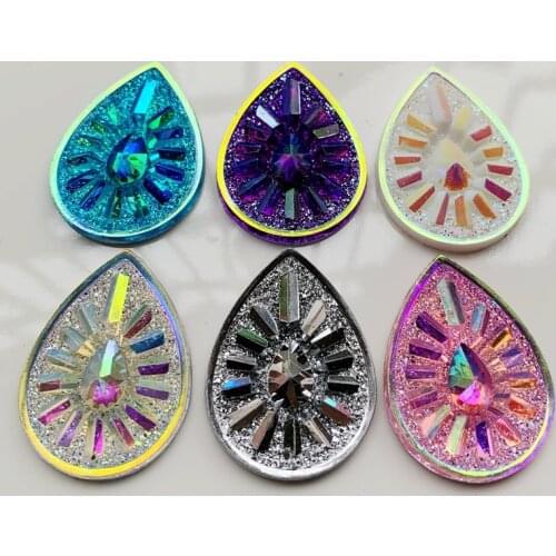 DIY Jewelry Make Resin Rhinestone Drop Shaped Resin Flat Back Native Earring Accessories 8pcs/lot