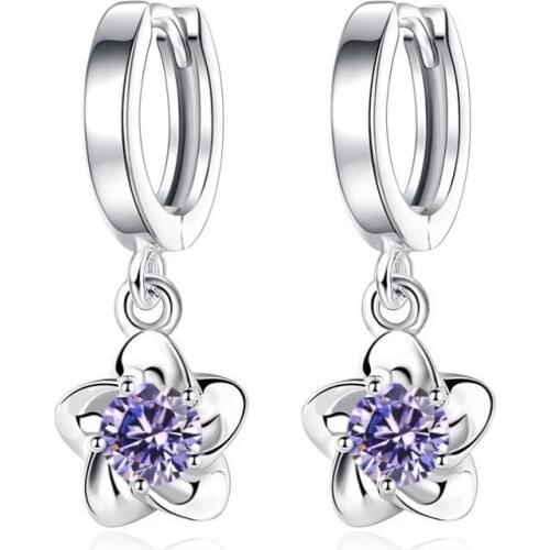 Contracted plum flower peony hoop earrings