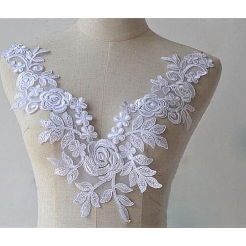 Super Luxury Lace Applique Exquisite Lace Applique For Wedding Dress Grown Bridal Veil Bodice 1 Pcs 2 Colors