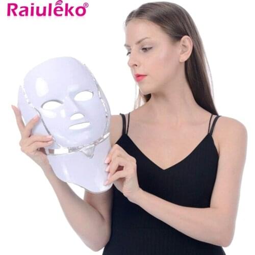 LED Mask Photon Electric LED Facial Mask 7 Colors Led with Neck Skin Rejuvenation Anti Wrinkle Acne Photon Therapy Home SPA