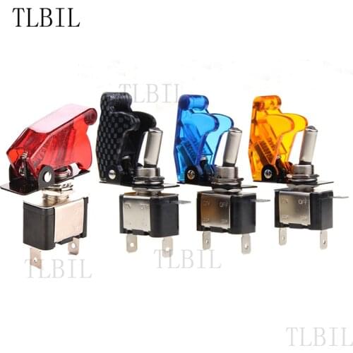 Auto Car Truck Illuminated Led Toggle Switch With Safety Aircraft Flip Up Cover Guard Red Blue Green Yellow White 12V 20A