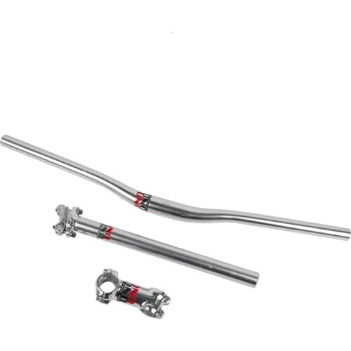 UNO MTB Bike Aluminium Alloy Three Piece Set Silver Handlebar Seat Post Red Logo 7/17 Degree Stem