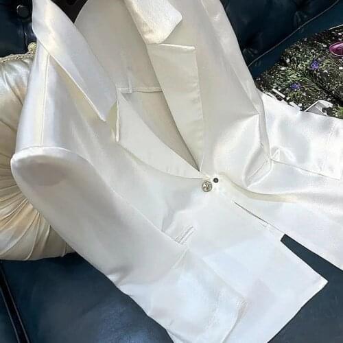 Spring Autumn High Quality Tencel Thin Coat Women Elegant Slim Office Lady White Suit Coats Fashion Casual Female Blazer RE2085