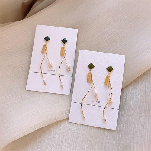 Yaologe 2020 New Elegant Party Jewelry Golden Earring Rectangular Rhombus Bead Tassel Decoration Pendant Earrings Female